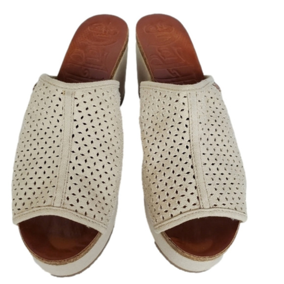 Mad Love Chunky sz 11 platform wedge canvas slide sandals - Picture 1 of 11
